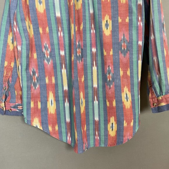 Vintage 90s Striped Button-Up Shirt Southwestern FLAWS Men Size Large Cotton - Picture 6 of 15